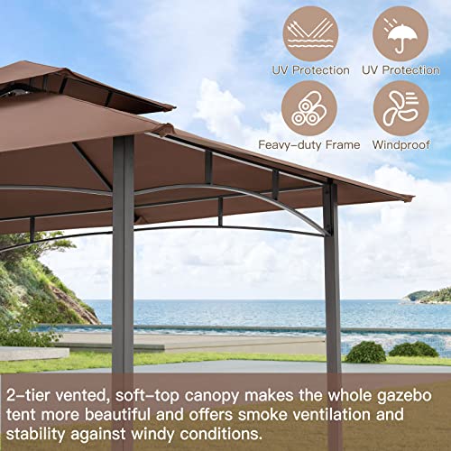 YODOLLA 8' x 5' Grill Gazebo, Brown