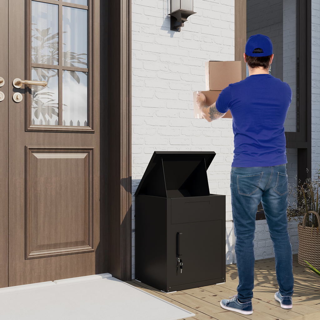 YODOLLA Package Delivery Box for Outside, Black (13.7" x 17.7" x 21.6")best