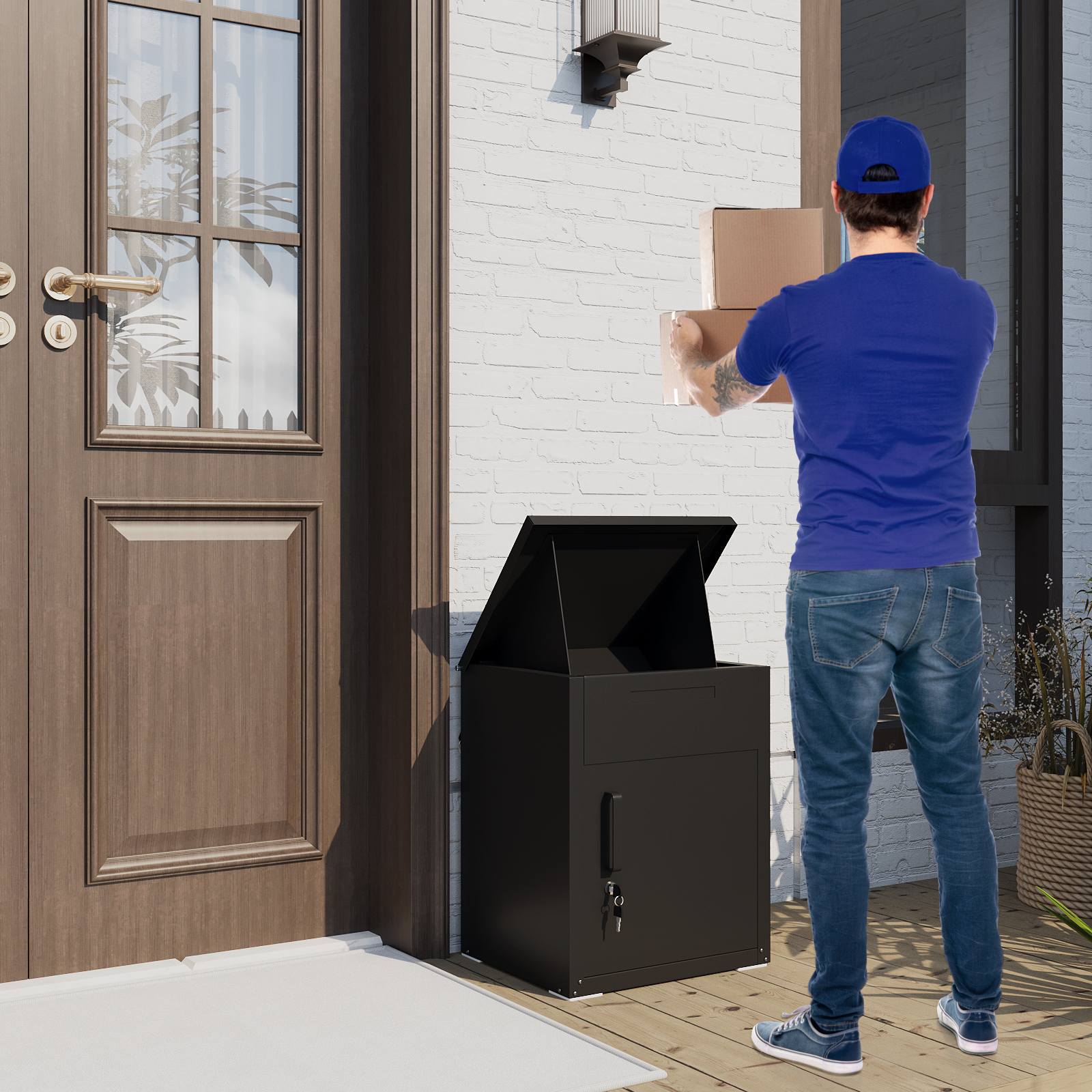 YODOLLA Package Delivery Box for Outside, Black (13.7" x 17.7" x 21.6")best