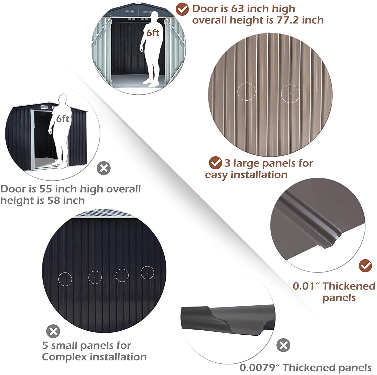 YODOLLA 6x6 Sheds Storage Sheds & Outdoor Storage