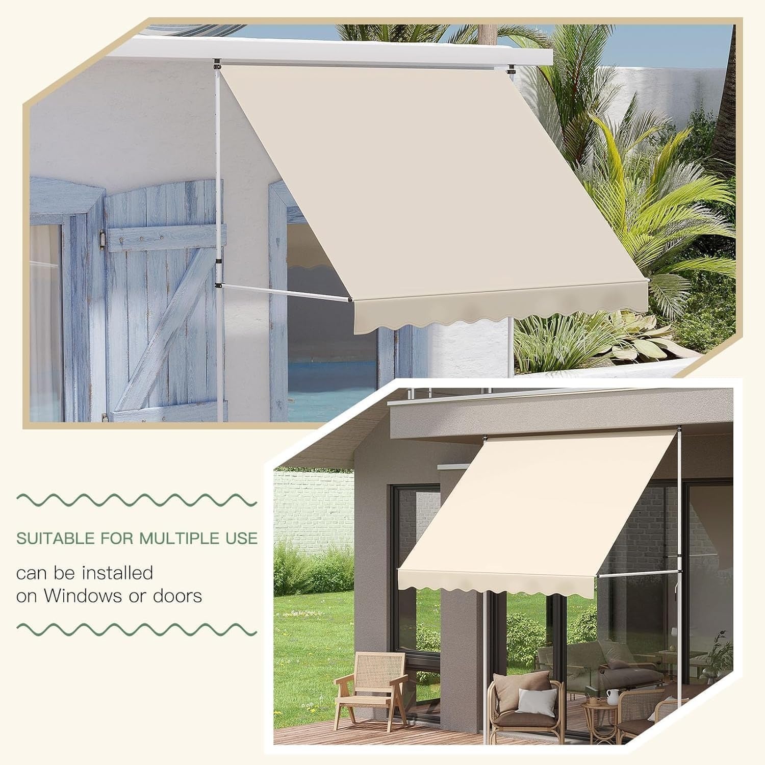 YODOLLA 2x1.8m Free Standing Awning, Beige