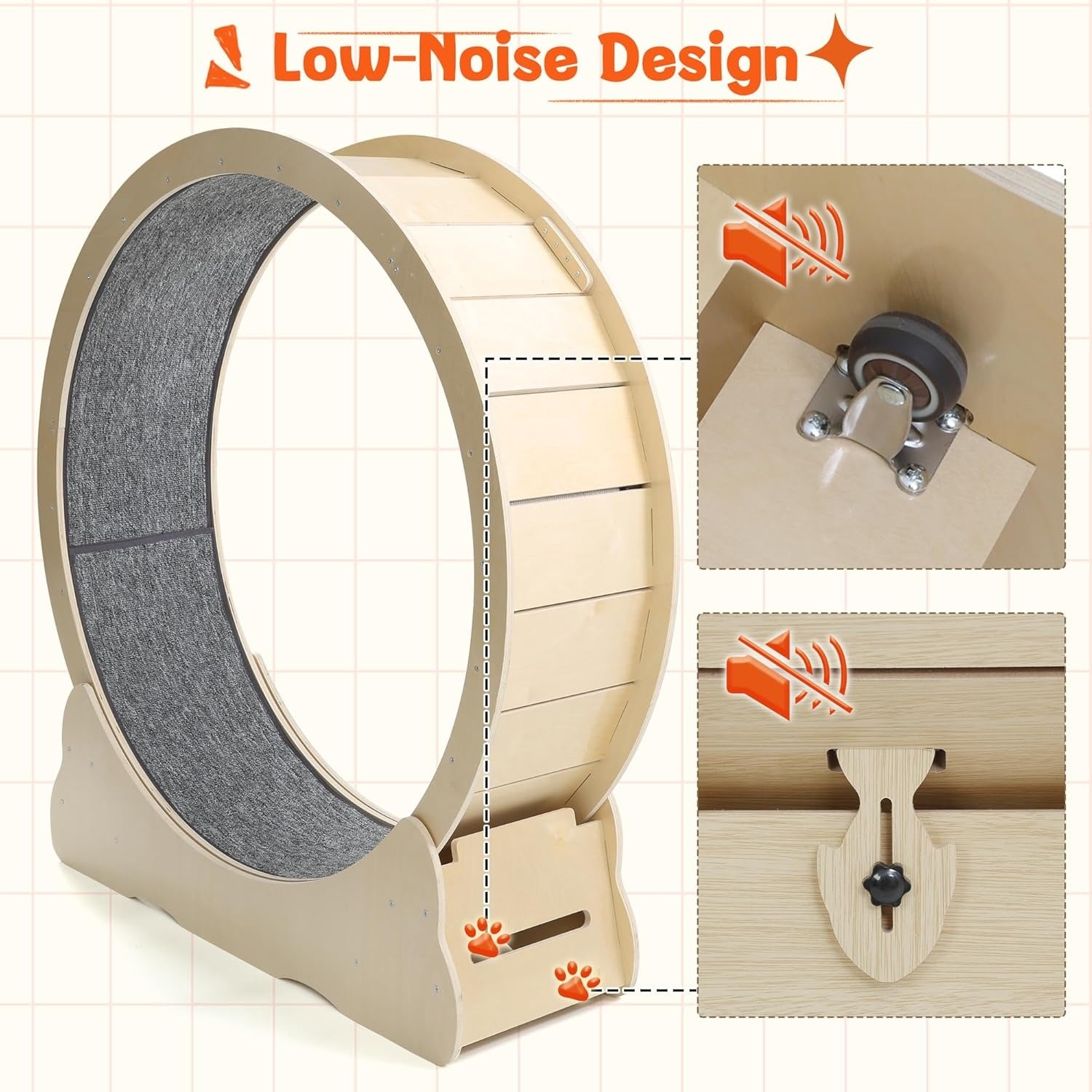 YODOLLA 43.3” Cat Exercise Running Wheel, Natural