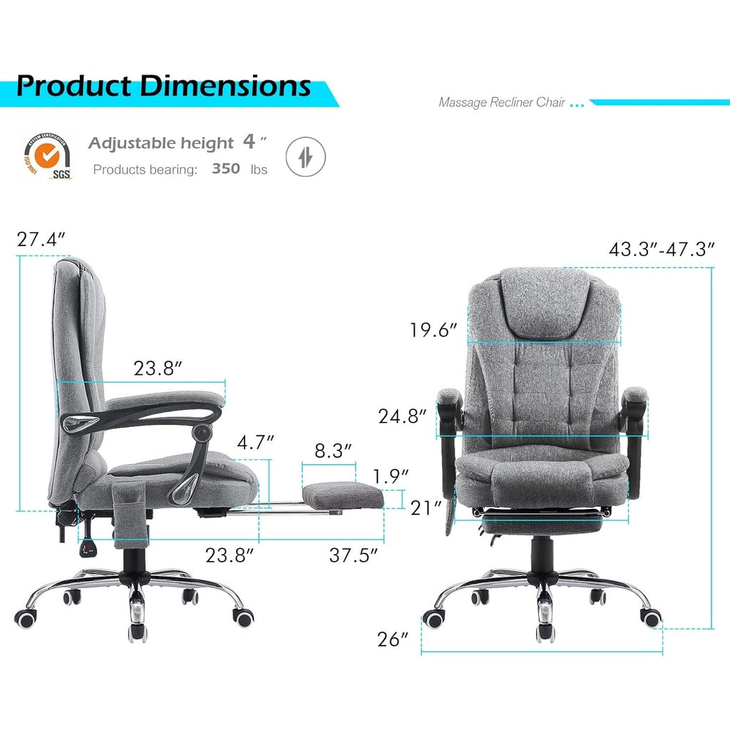 YODOLLA Ergonomic Office Chair with Heat&Massage, Fabric Graybest