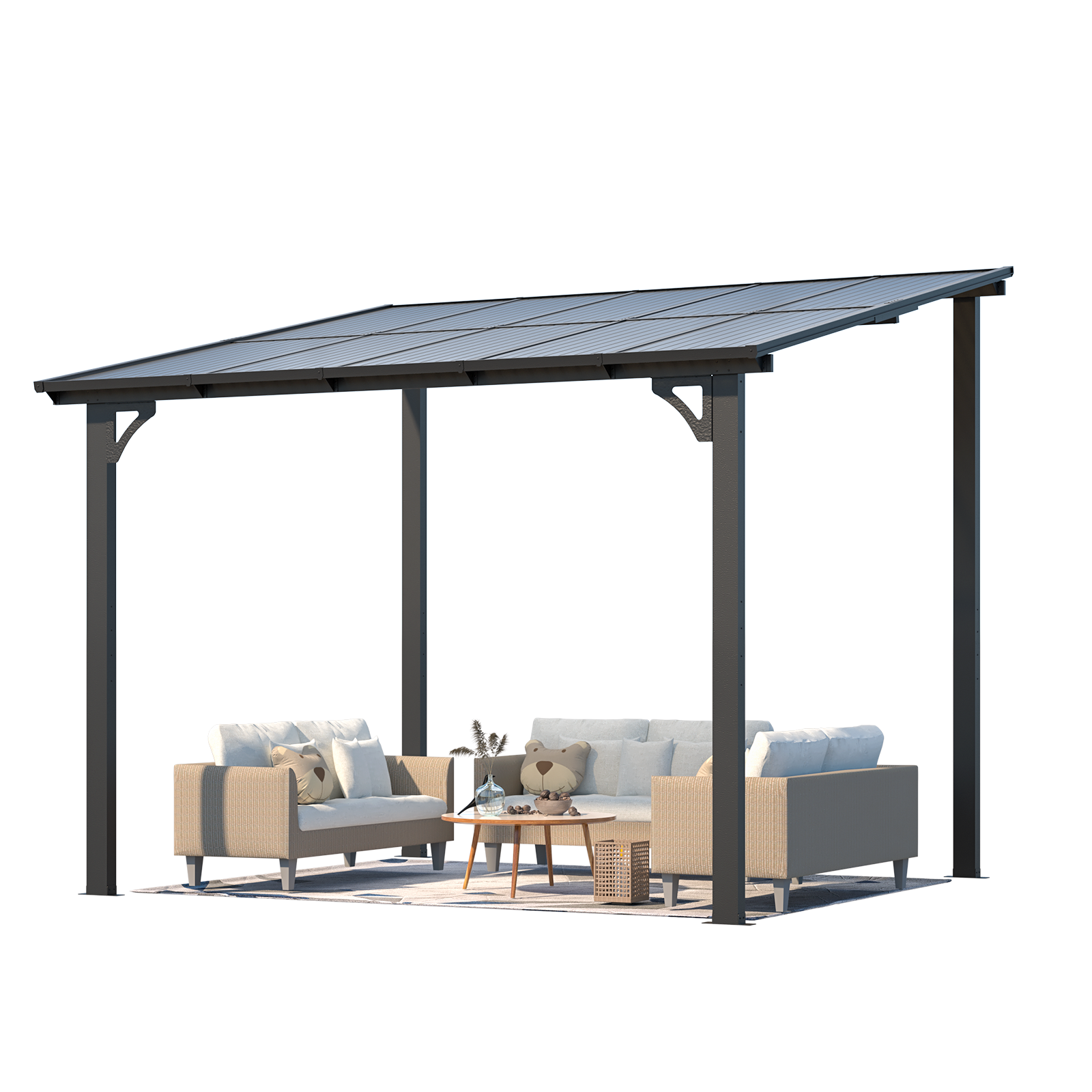 YODOLLA 10' x 8' Lean to Gazebo Pergola for Patio, Dark Grey