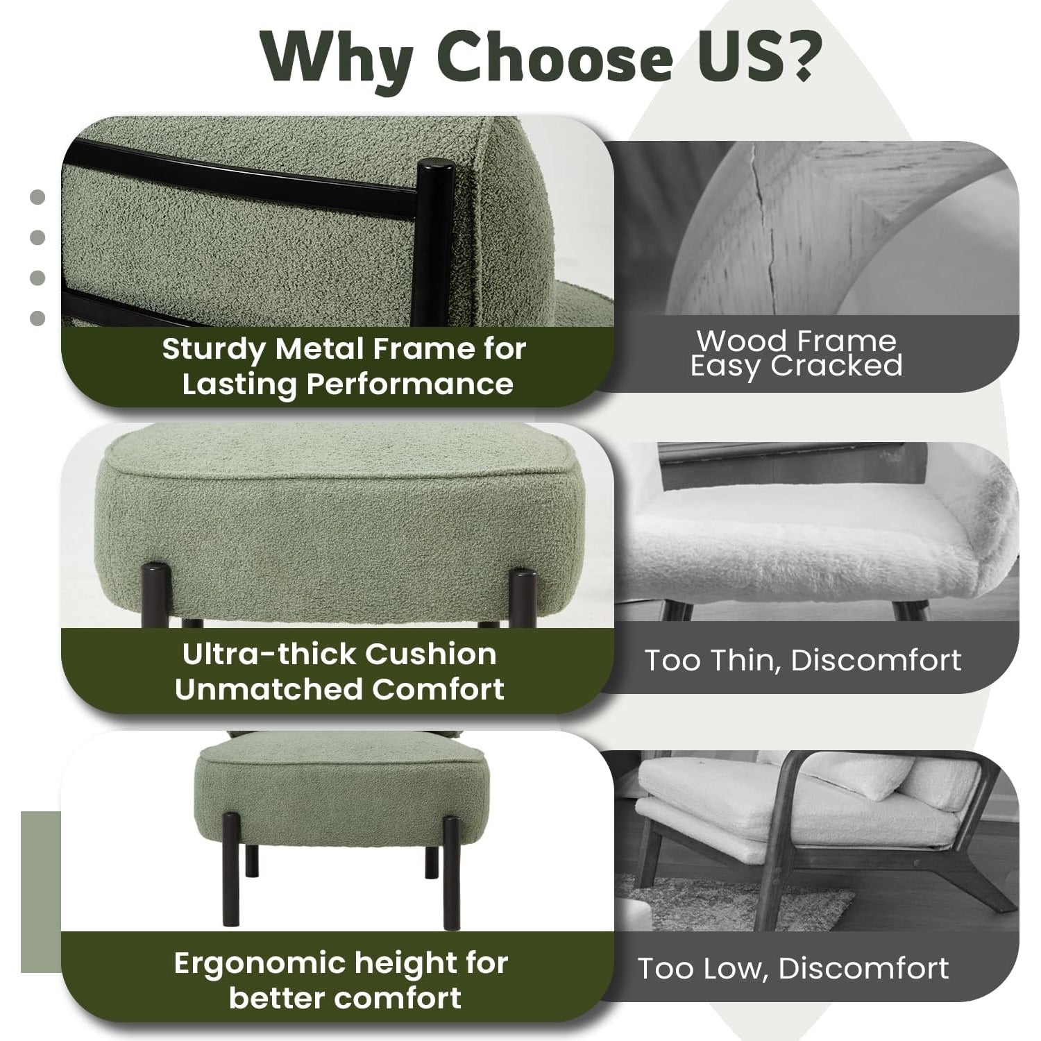 YODOLLA  Mid Century Modern Accent Chair, Extra Large Teddy Upholstered Lounge Chair with Pillow