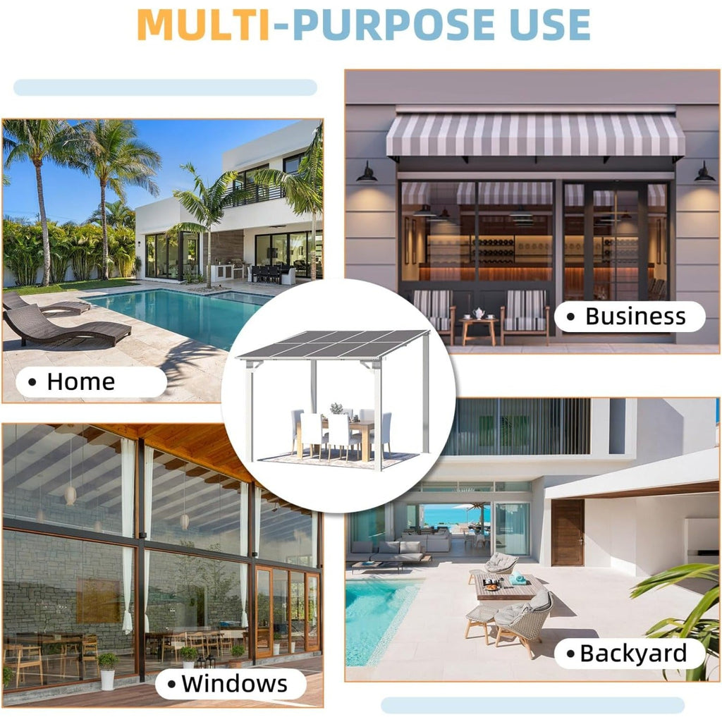 YODOLLA 8' x 8' Lean to Gazebo Pergola for Patio, White