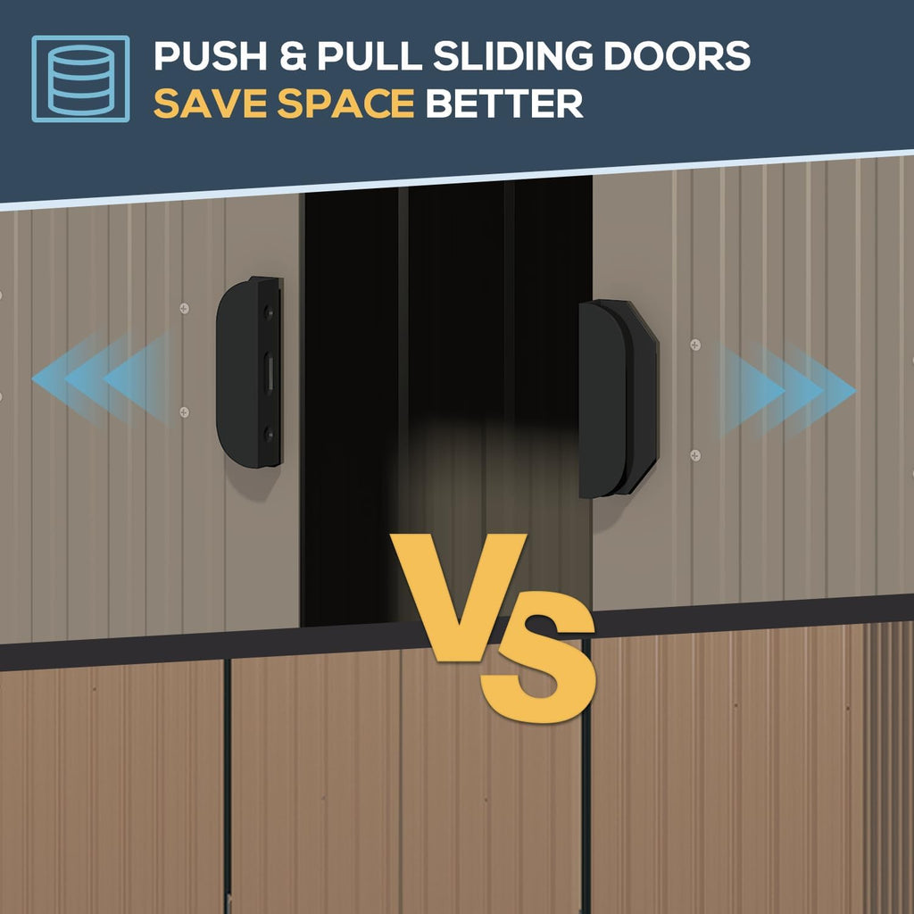 YODOLLA 8 x 6 Ft Outdoor Storage Tool Shed with Sliding Door, Grey