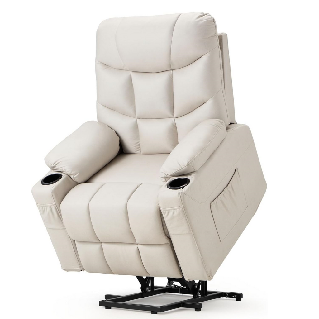 YODOLLA Massage Power Lift Recliner for Elderly, Faux Leather, Cream Whitebest