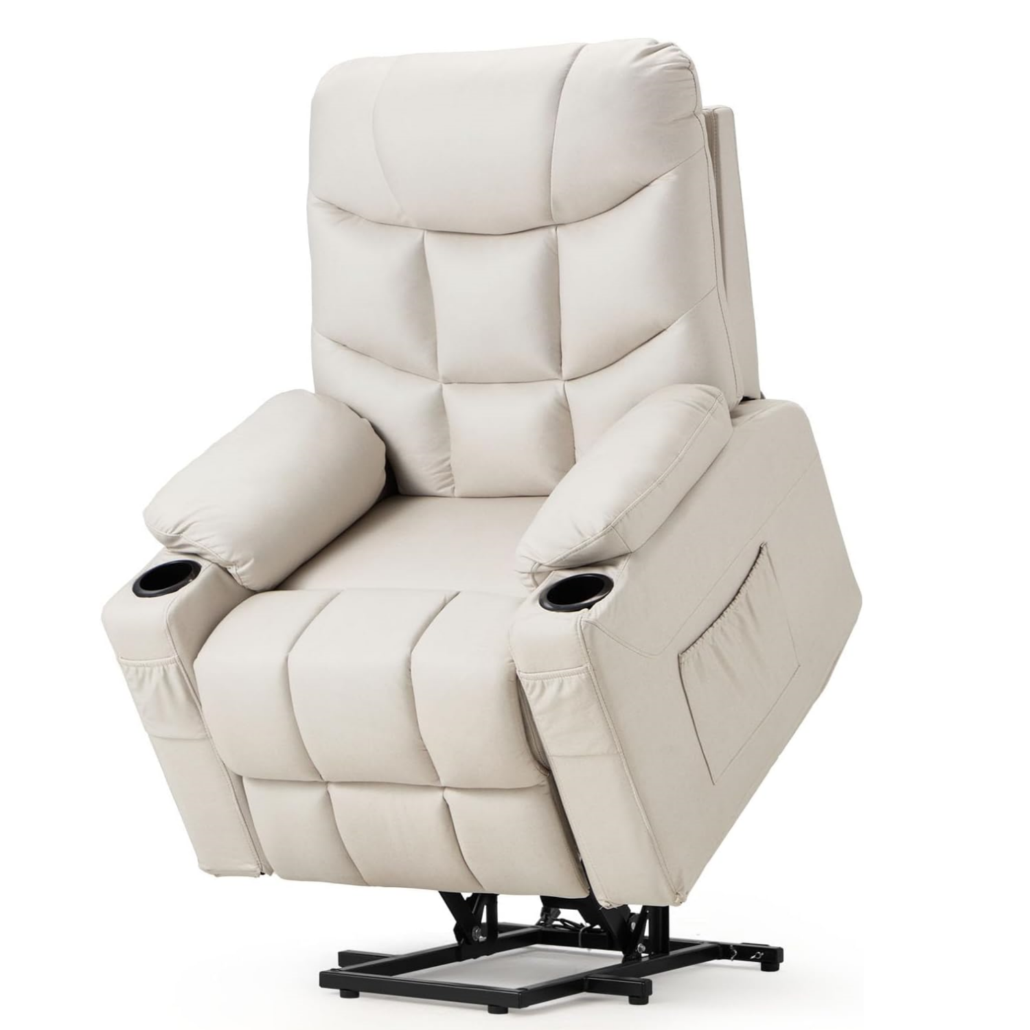 YODOLLA Massage Power Lift Recliner for Elderly, Faux Leather, Cream Whitebest