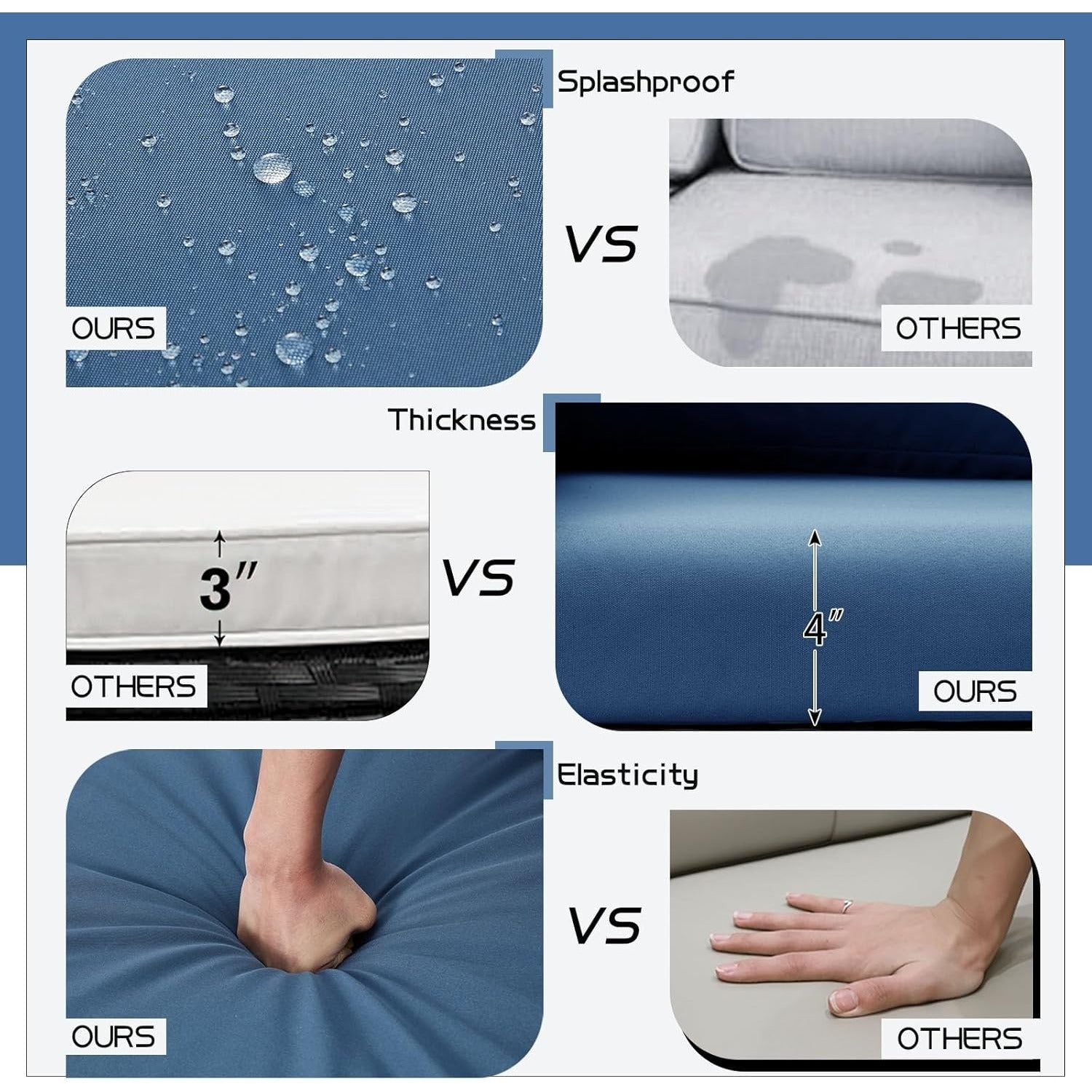 YODOLLA 7 Pieces Wicker Conversation Set with Ottoman Patio Furniture Set, Blue