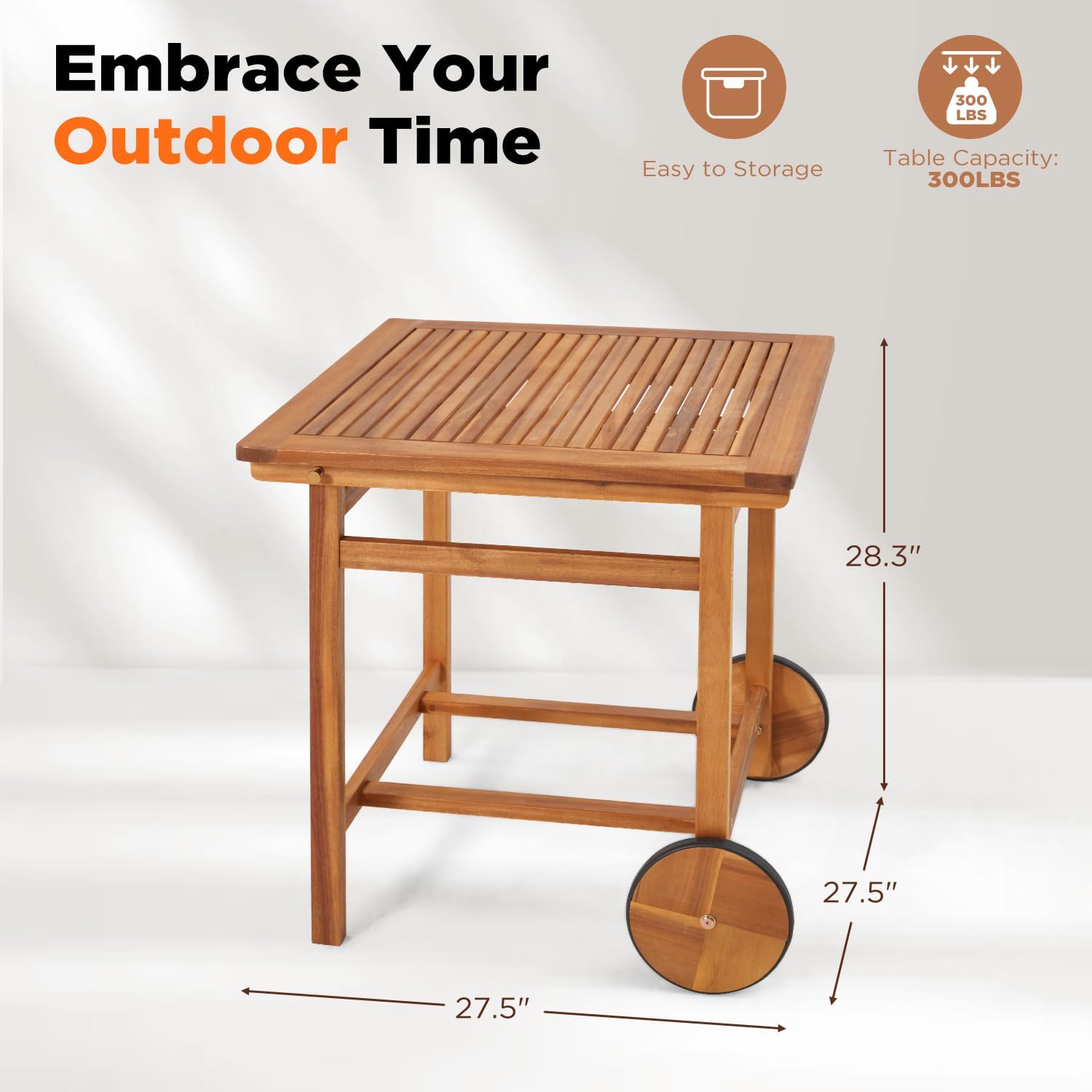 YODOLLA Outdoor Folding Chairs Set, Wooden Patio Dining Set