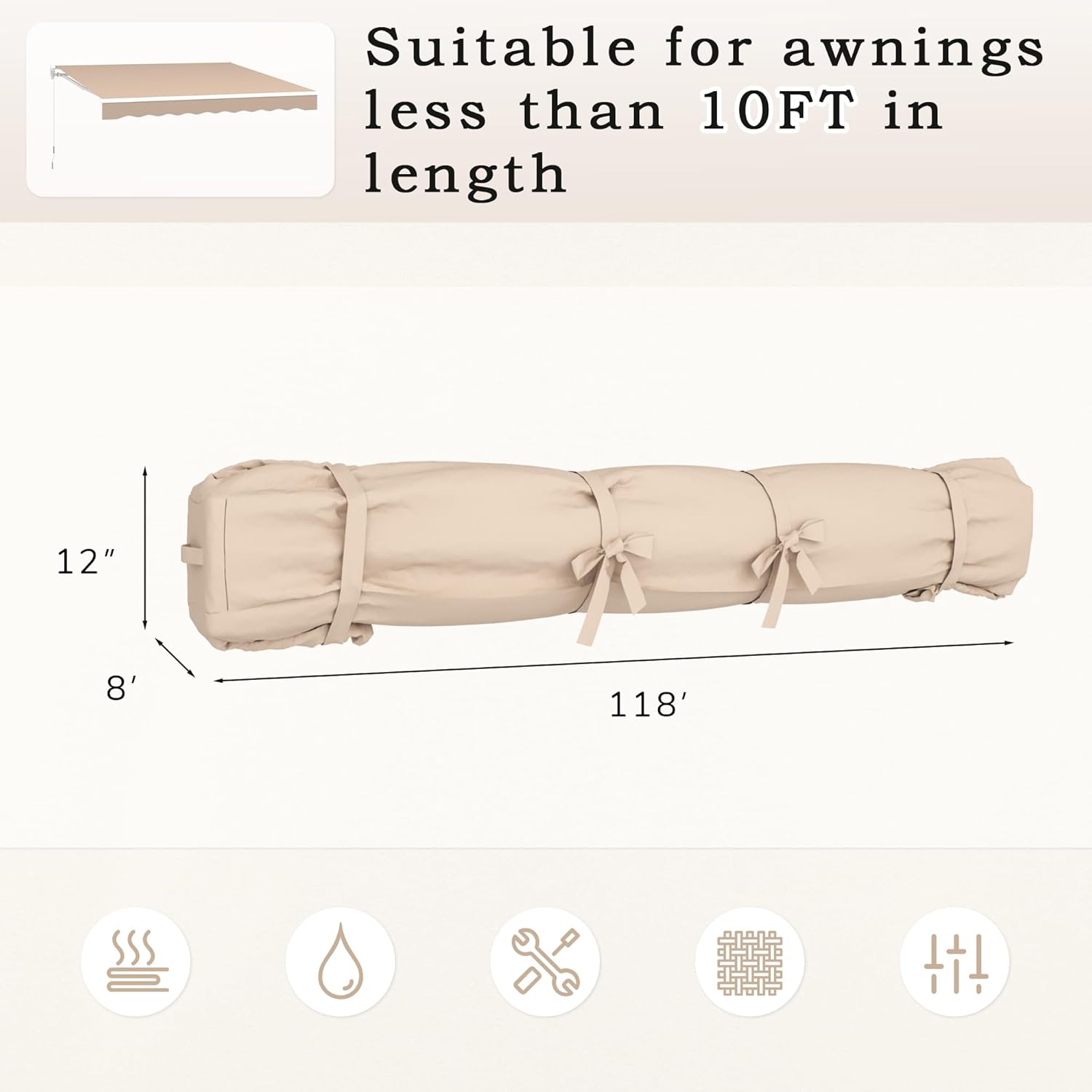 YODOLLA  Storage Bag for 10' Wide Awnings for Patio,Beige
