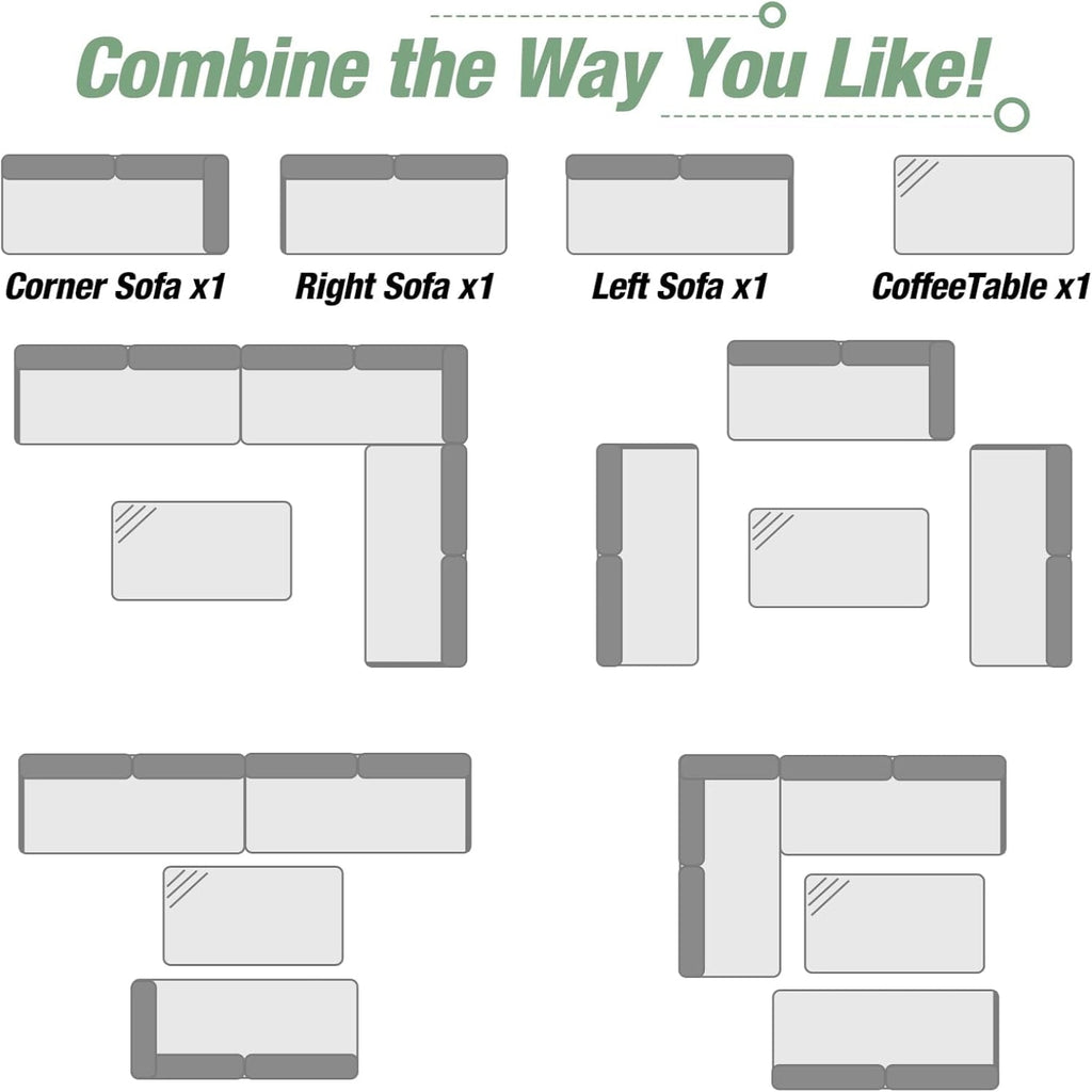 YODOLLA Modern Metal Patio Set, 7-Piece, Grey