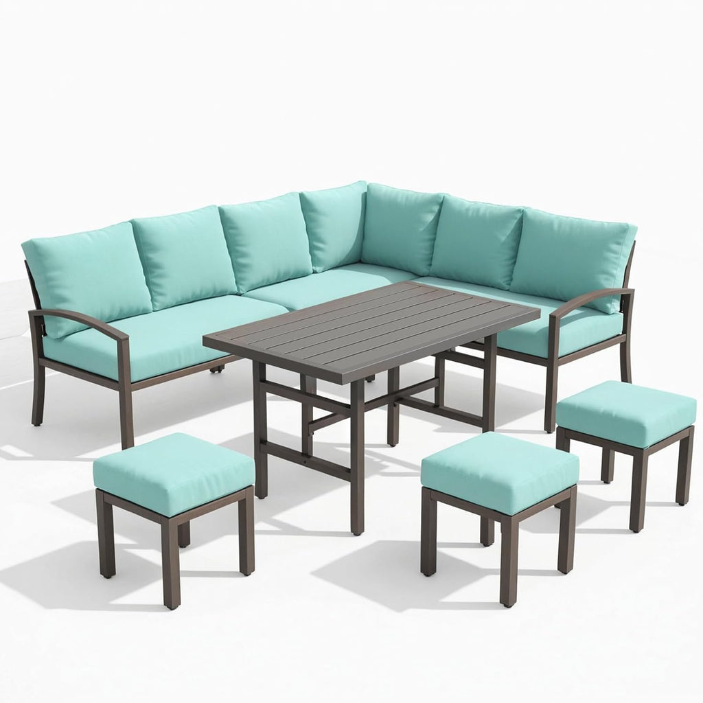 YODOLLA 7 Pieces Metal Patio Furniture Set, Green