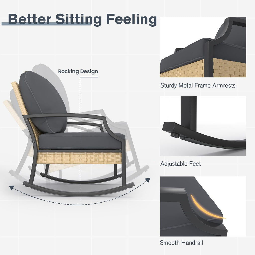 YODOLLA Outdoor Patio Furniture Set, 4 Piece Rattan Conversation Bistro Set with Coffee Tablebest