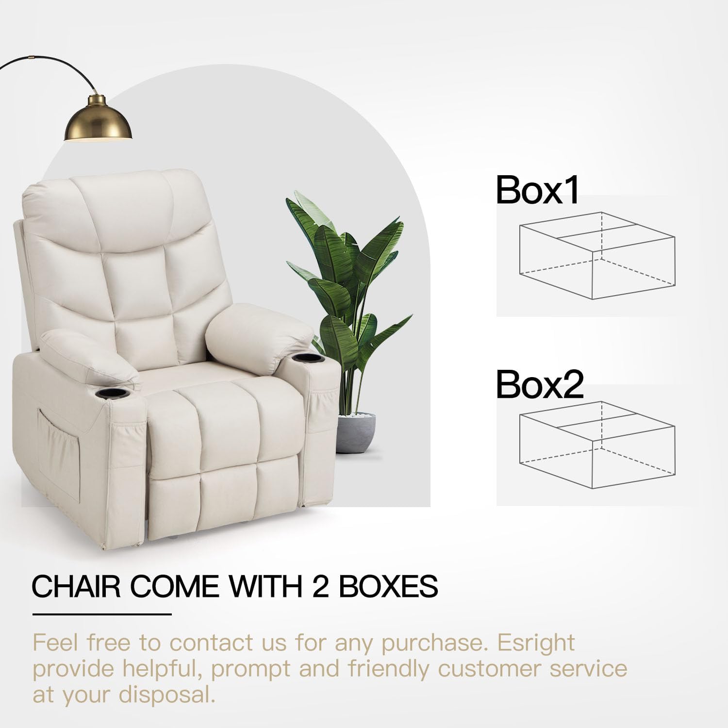 YODOLLA Massage Power Lift Recliner for Elderly, Faux Leather, Cream Whitebest