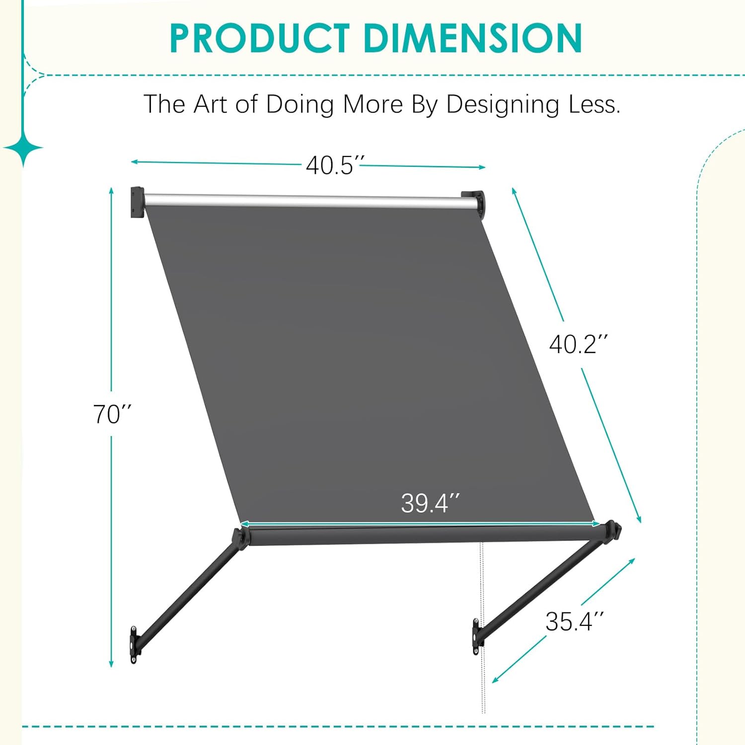 YODOLLA Retractable Awning, Manual Outdoor Awnings, Dark Grey