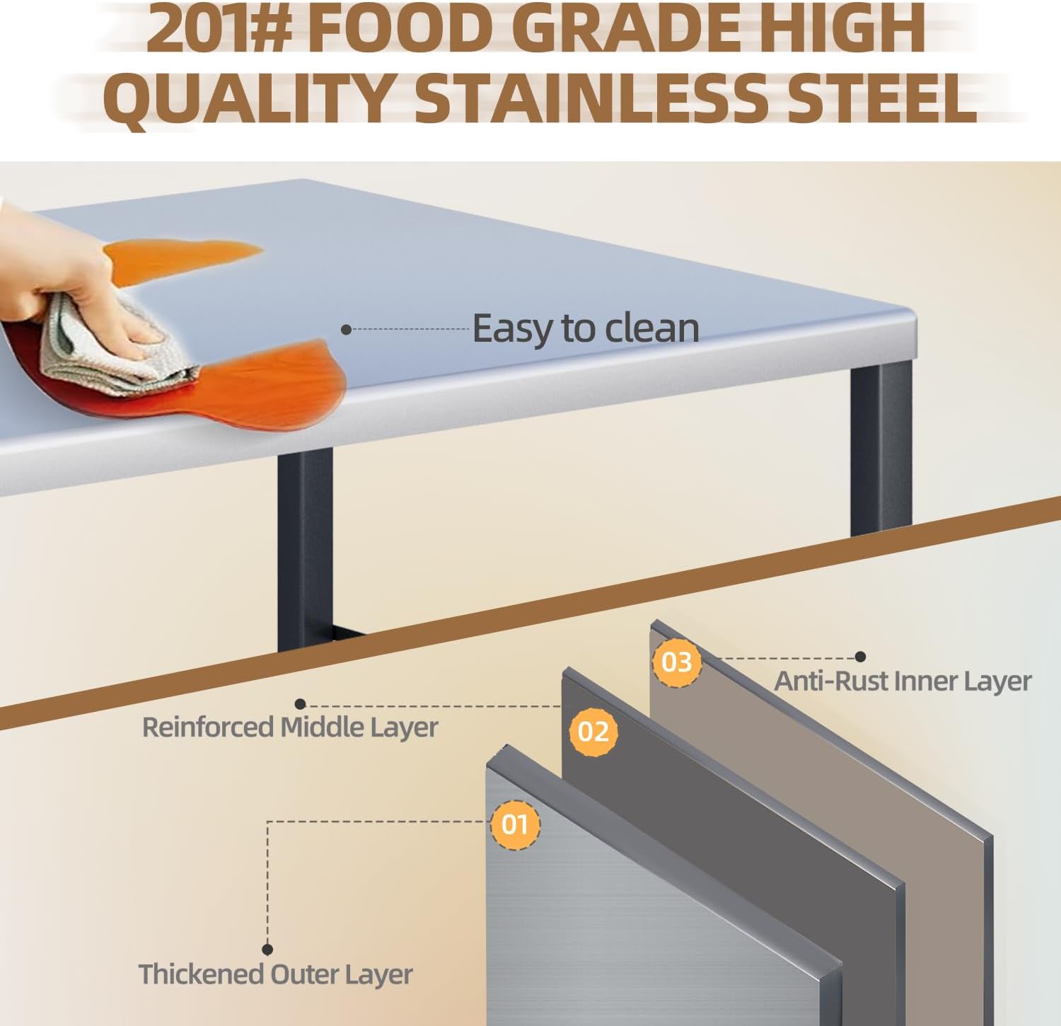 YODOLLA Stainless Pizza Oven Table with 2 Lock Casters, Silverbest