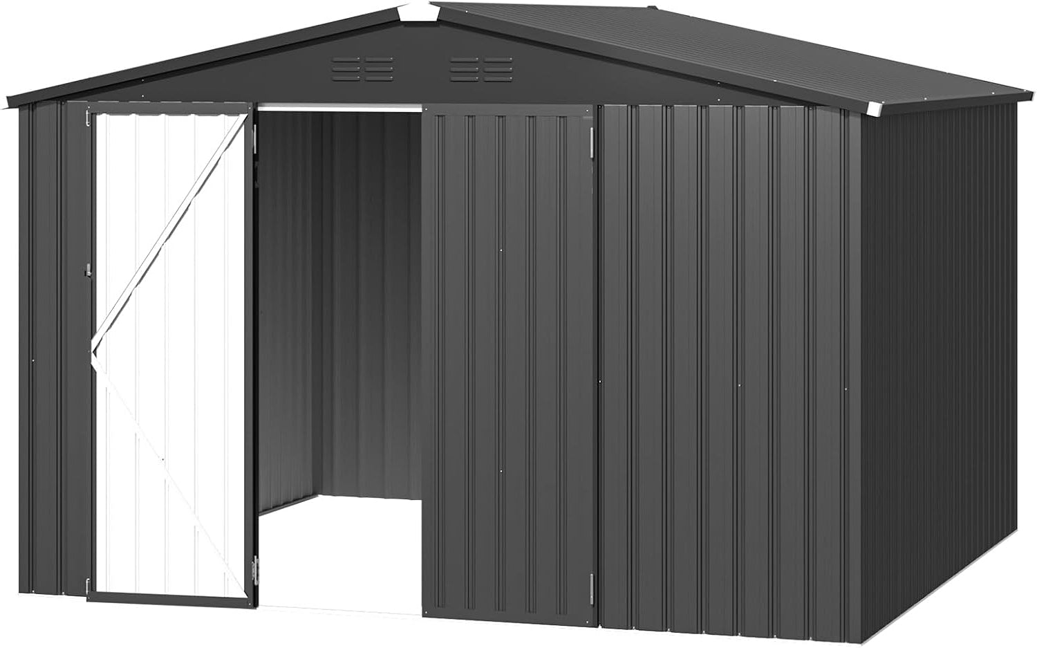 YODOLLA Shed 8' x 10' Outdoor Storage Metal Shed, Dark Grey