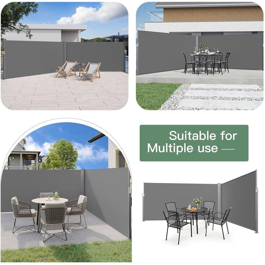 YODOLLA 236" x 63" Splashproof Retractable Side Awning, Dark Grey