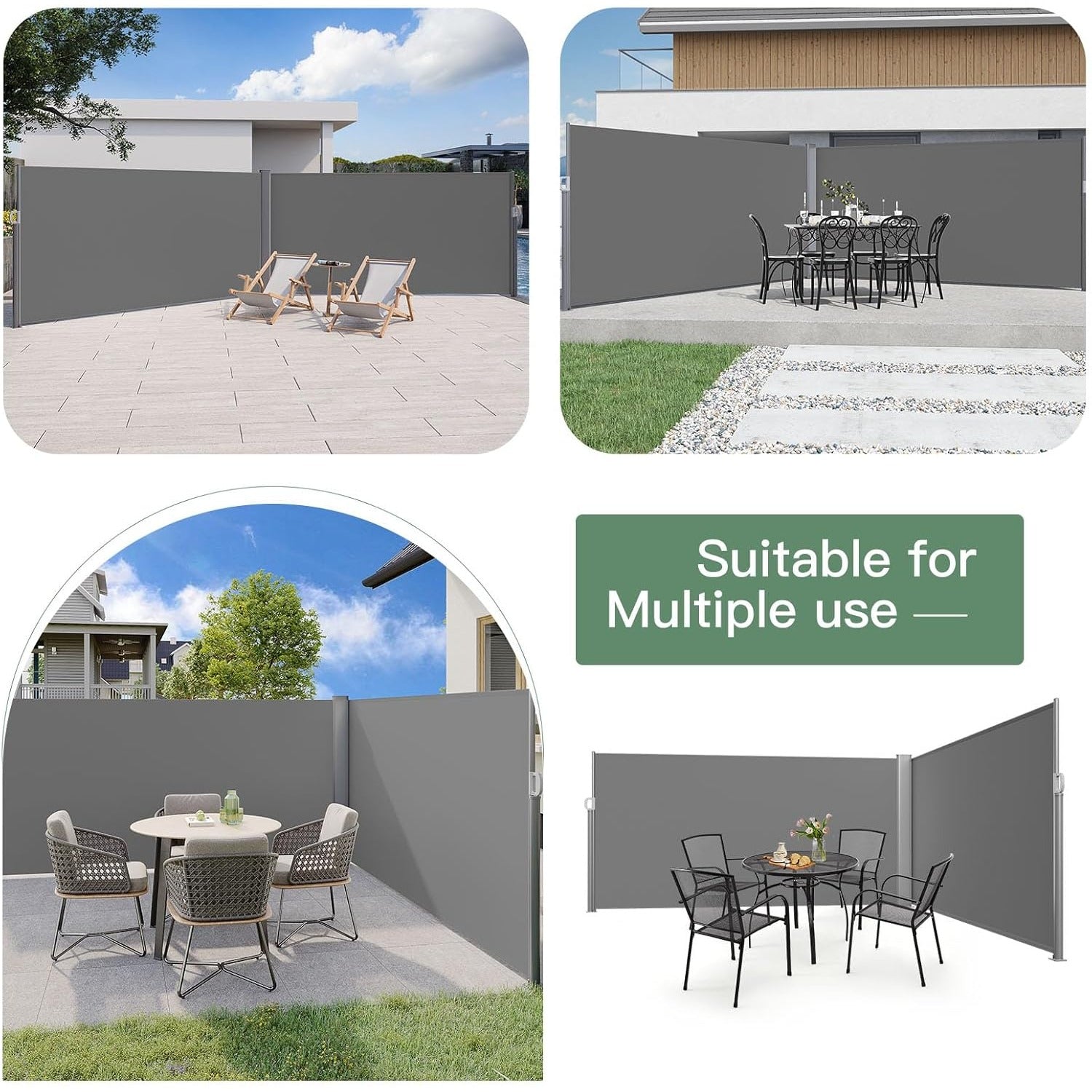 YODOLLA 236" x 63" Splashproof Retractable Side Awning, Dark Grey