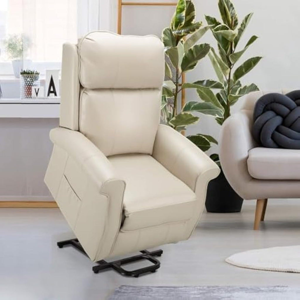 YODOLLA Electric Power Lift Recliner Chair for Elderly, Faux Leather, Cream Whitebest