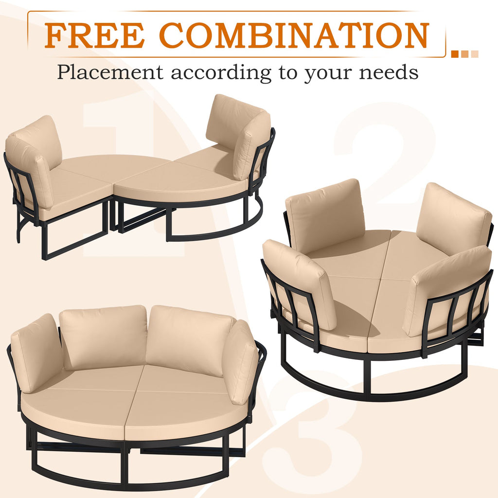 YODOLLA Patio Furniture Outdoor Daybed with Removable Cushions, Beige