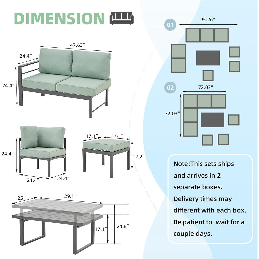 YODOLLA Outdoor Conversation Table and Chair Sets for Lawn Furniture Set, Green