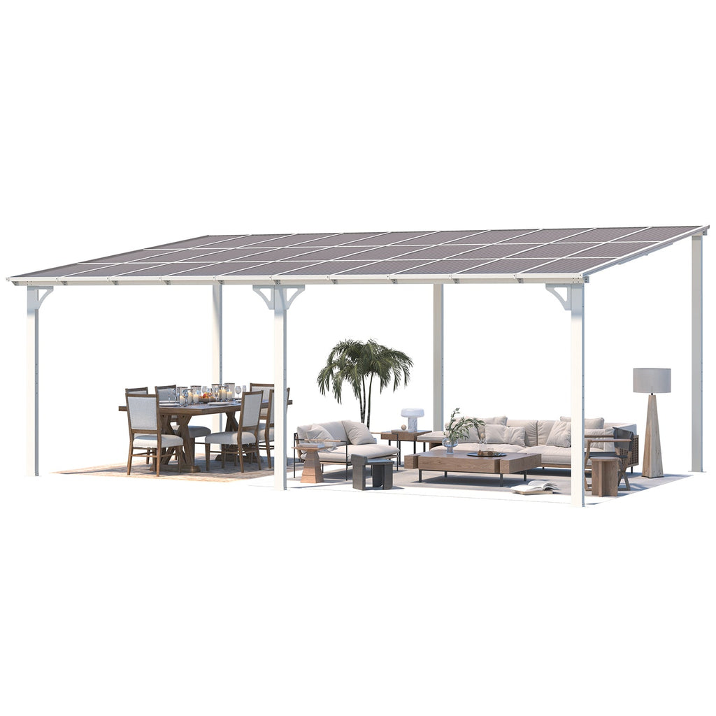 YODOLLA 20'x12' Wall Mounted Gazebos Pergola, White