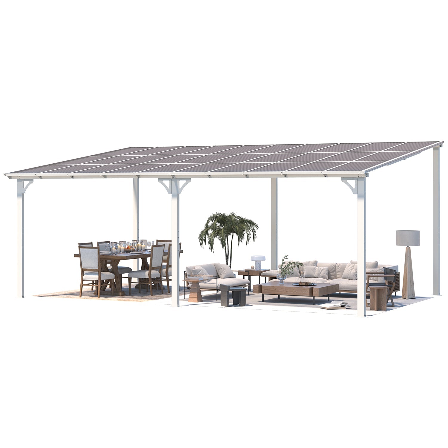 YODOLLA 20'x12' Wall Mounted Gazebos Pergola, White
