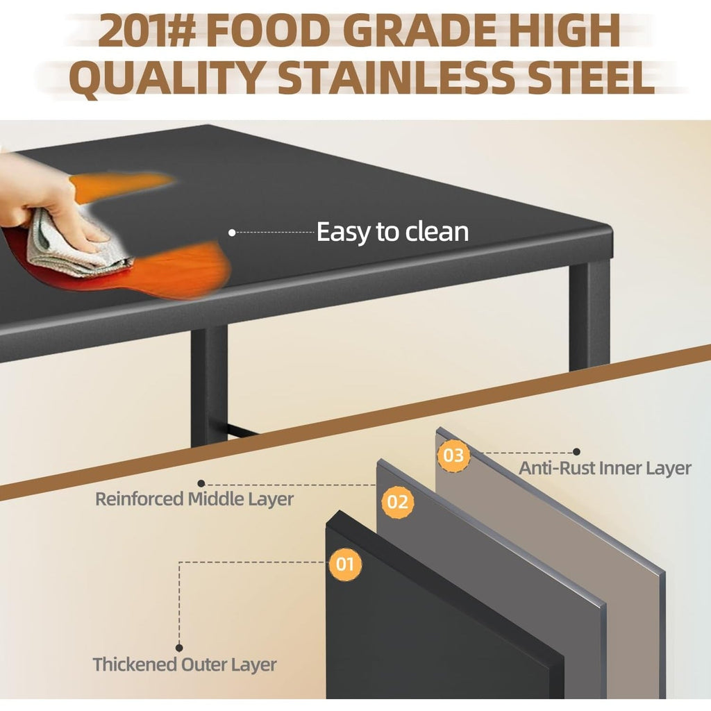 YODOLLA Stainless Pizza Oven Table with 2 Lock Casters, Blackbest