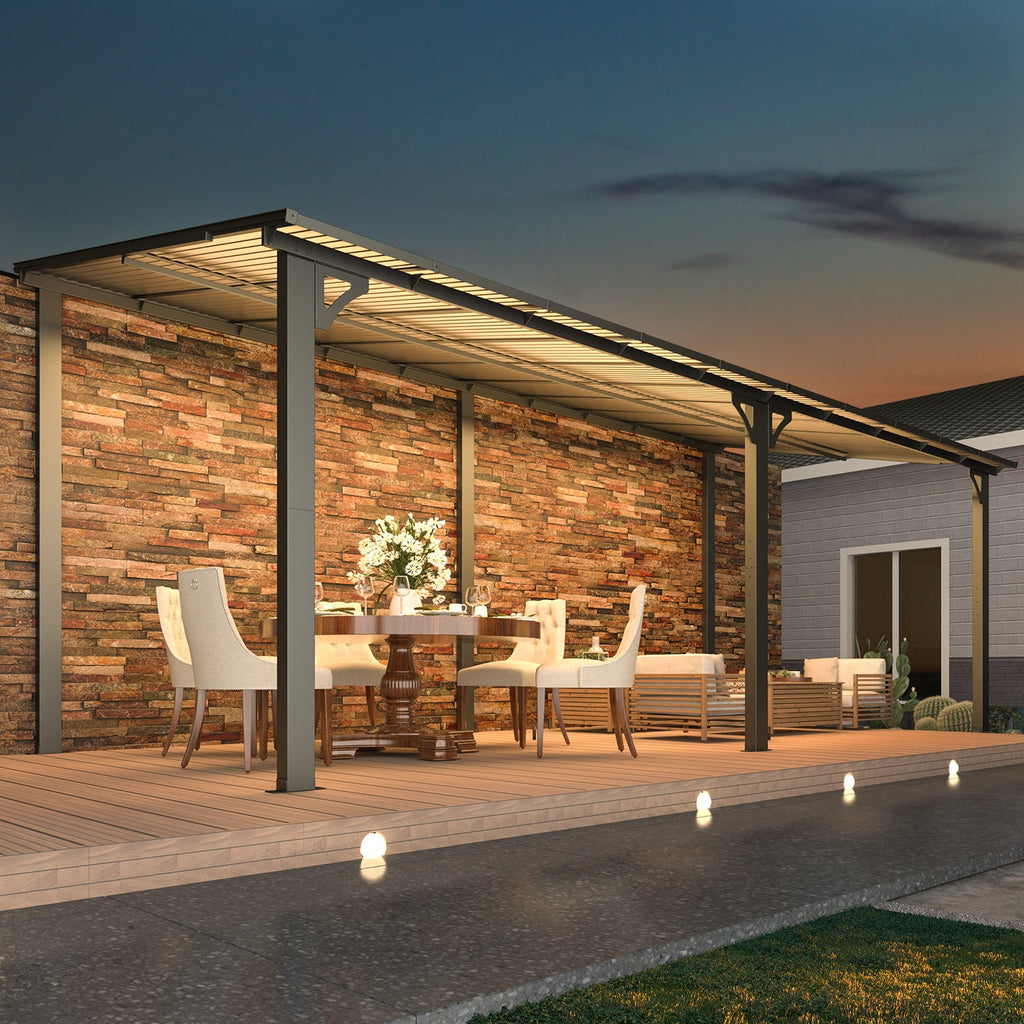 YODOLLA 20' x 8' Gazebo Outdoor Pergola, Dark Grey