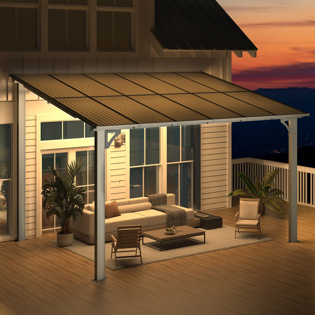 YODOLLA 12' x 8' Hard Top Lean to Gazebo Outdoor Pergola, Dark Graybest