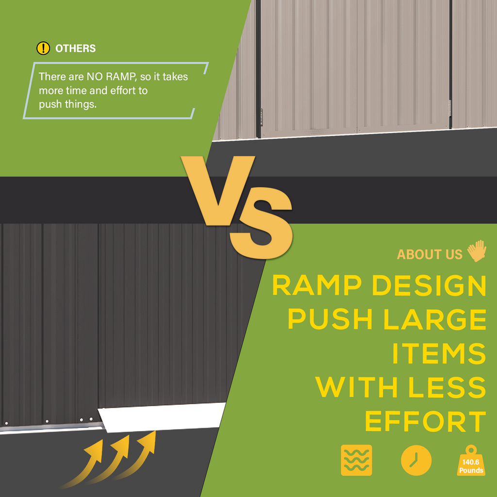 YODOLLA 8x6 Woodgrain Outdoor Storage Shed, Dark Greybest