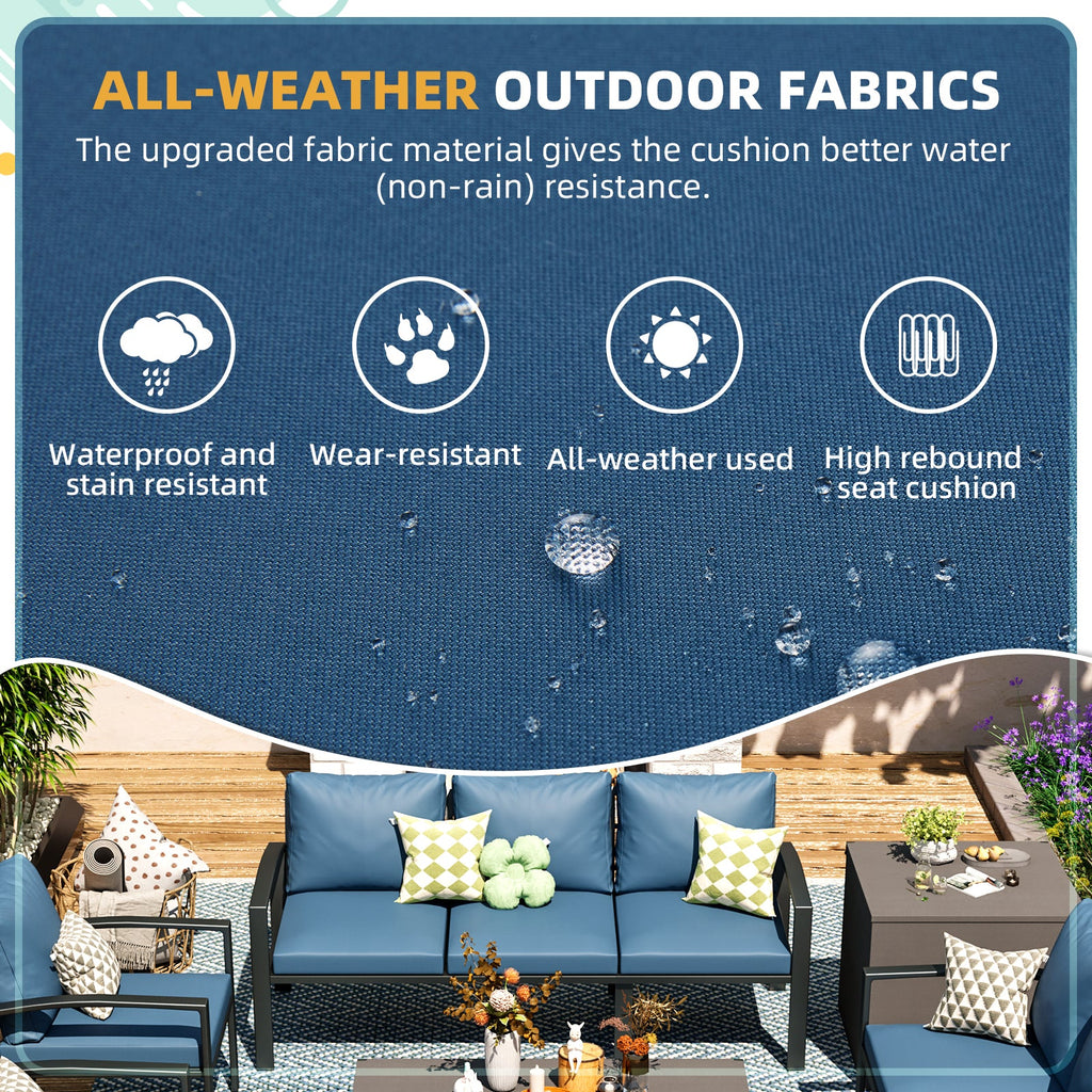 YODOLLA 6 Pieces Meatl Patio Furniture Set, Blue