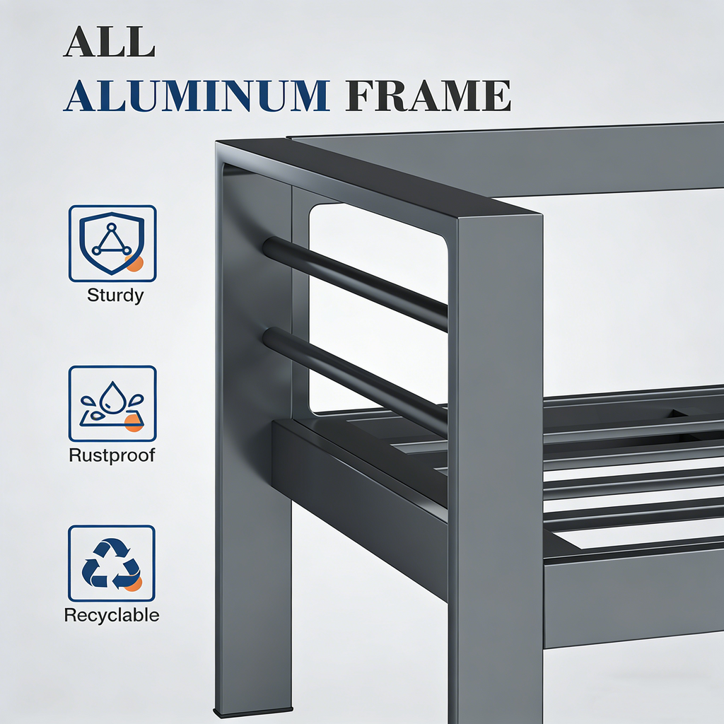 YODOLLA Aluminum Patio Furniture Set, 5 Seats with Coffee Table