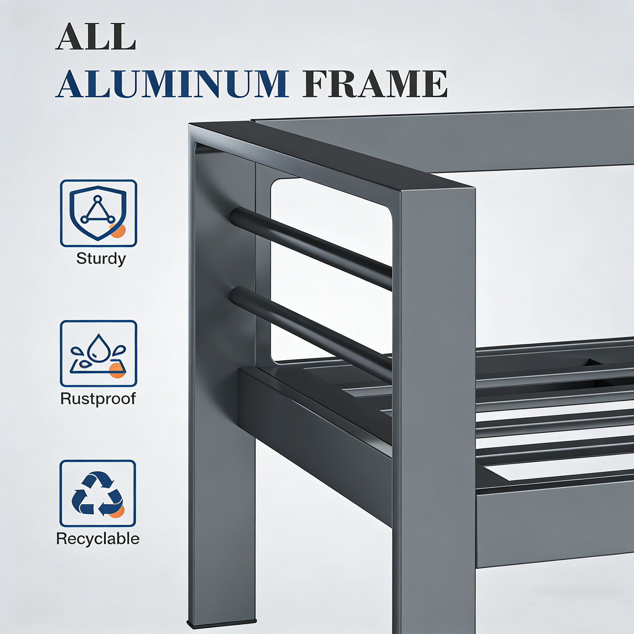 YODOLLA Aluminum Patio Furniture Set, 5 Seats with Coffee Table