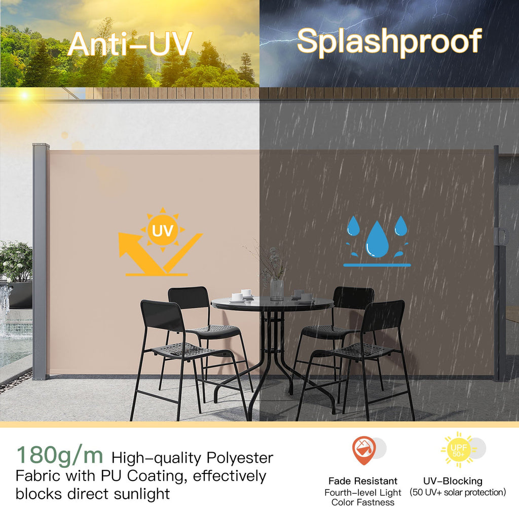 YODOLLA 138"x 71" Splashproof Retractable Side Awning, Beige