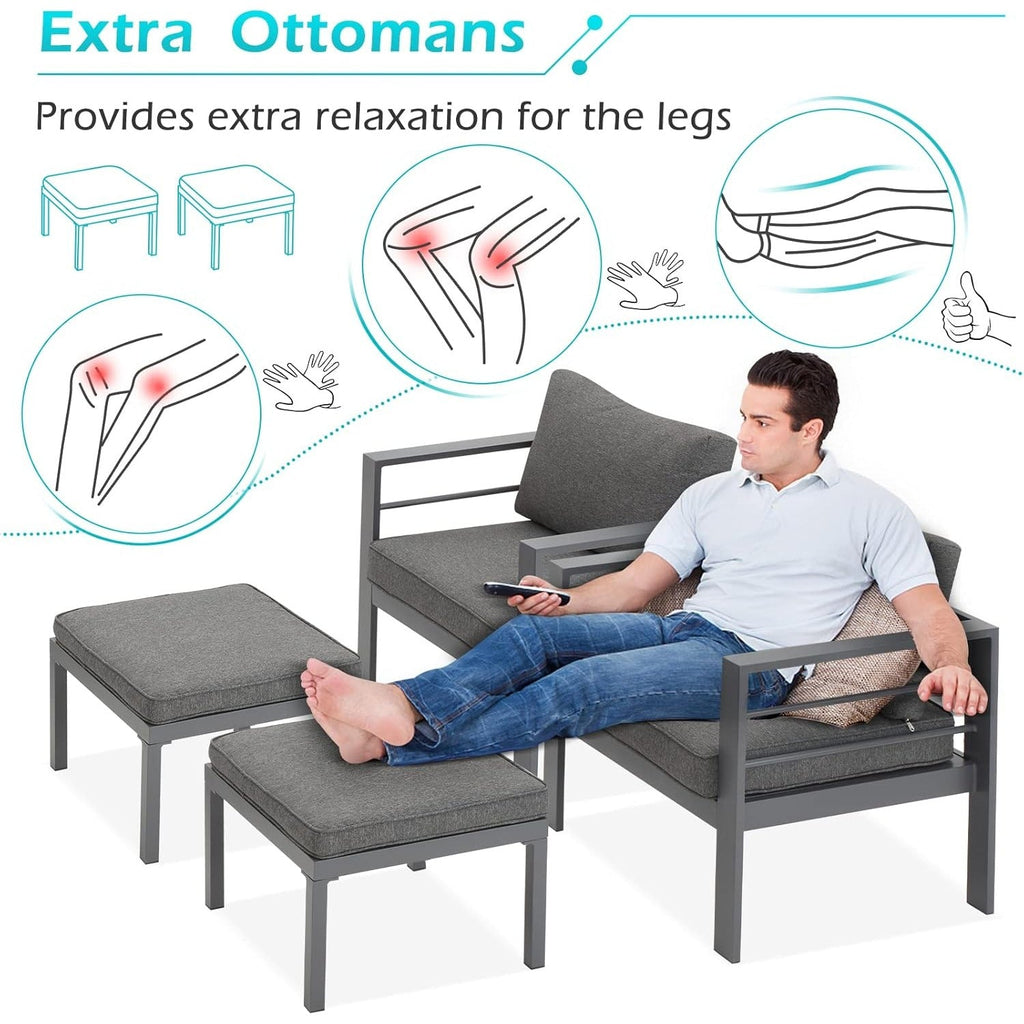 YODOLLA 7 Pieces Aluminum Patio Furniture Set, Dark Gray