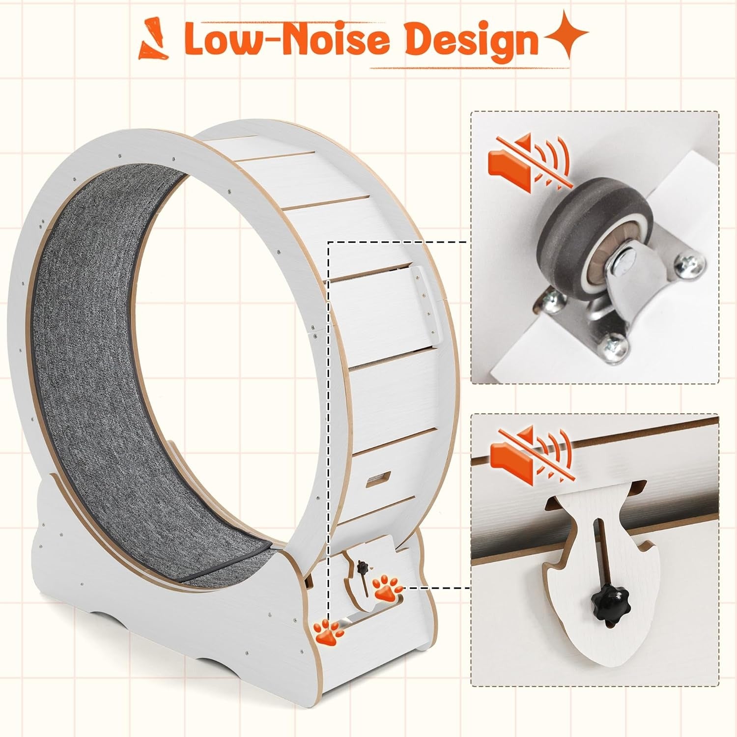 YODOLLA 35.8'' Cat Wheel Large Quiet Cat Treadmill, Whitebest