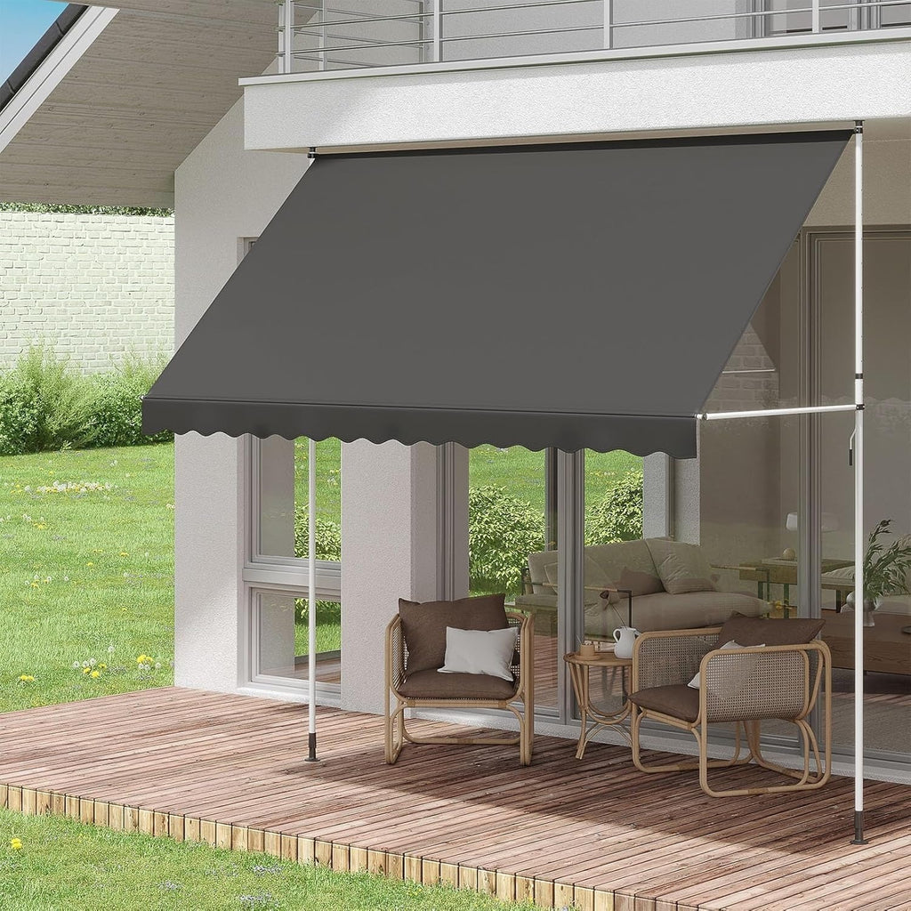YODOLLA 3x1.8m DIY Free Standing Awning, Dark Grey