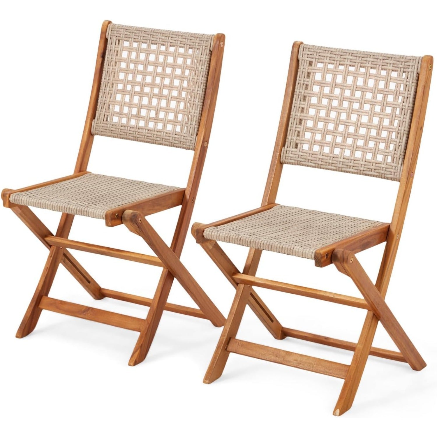 YODOLLA Outdoor Folding Chairs Set, Wooden Patio Dining Set