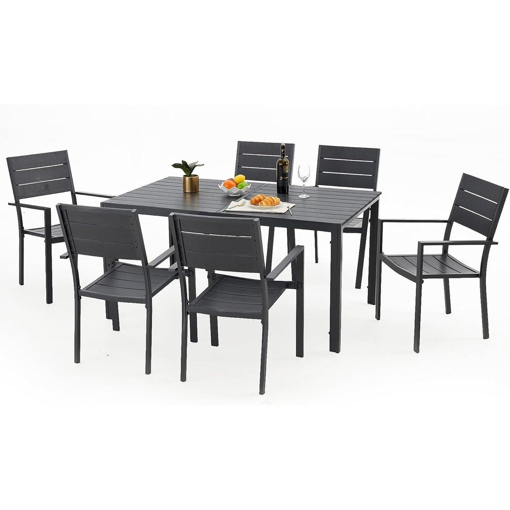 YODOLLA Dining Set, Patio 7 Piece Aluminum Patio Table and Chairs Setbest