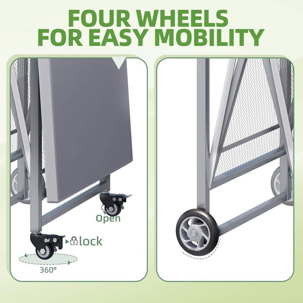 YODOLLA Foldable Stainless Steel Grill Cart Table with Wheels, Gray