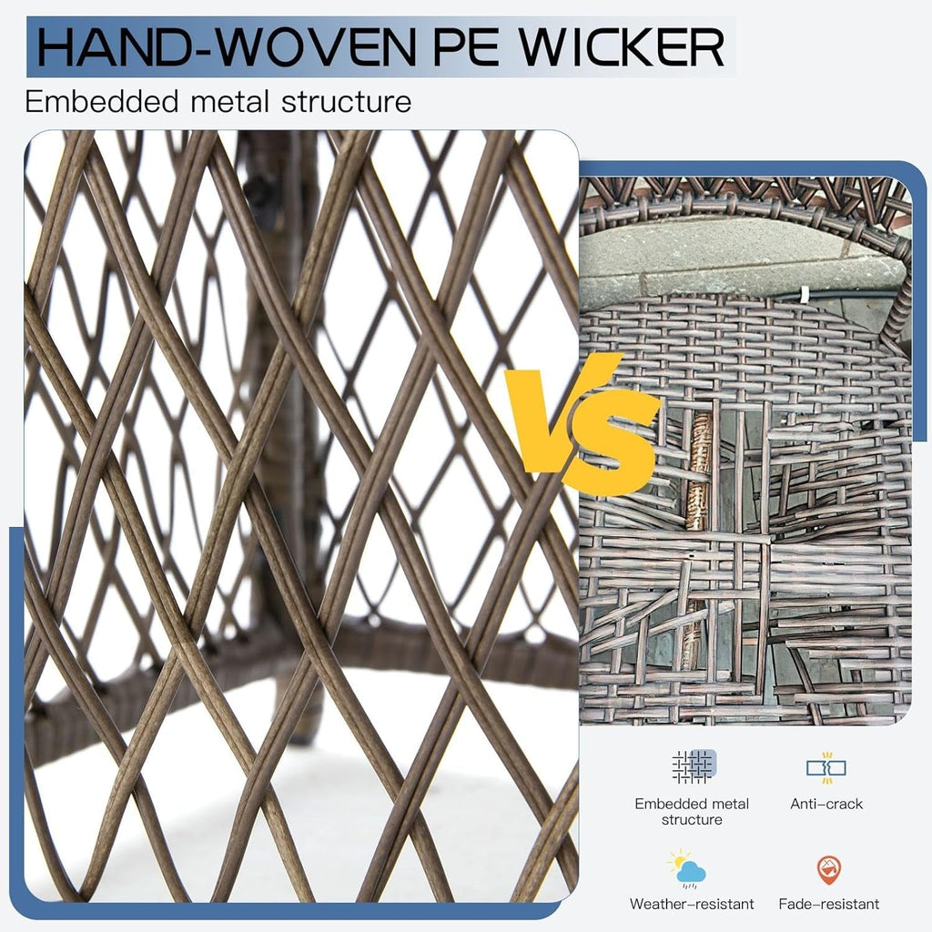 YODOLLA 7 Pieces Wicker Conversation Set with Ottoman Patio Furniture Set, Blue