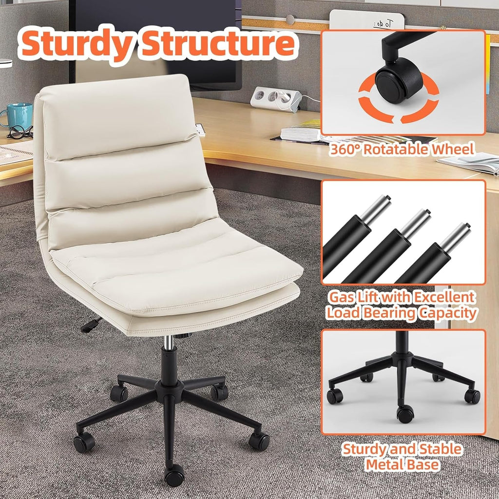 YODOLLA Office Chairs Swivel Desk Chair, PU Leather Whitebest