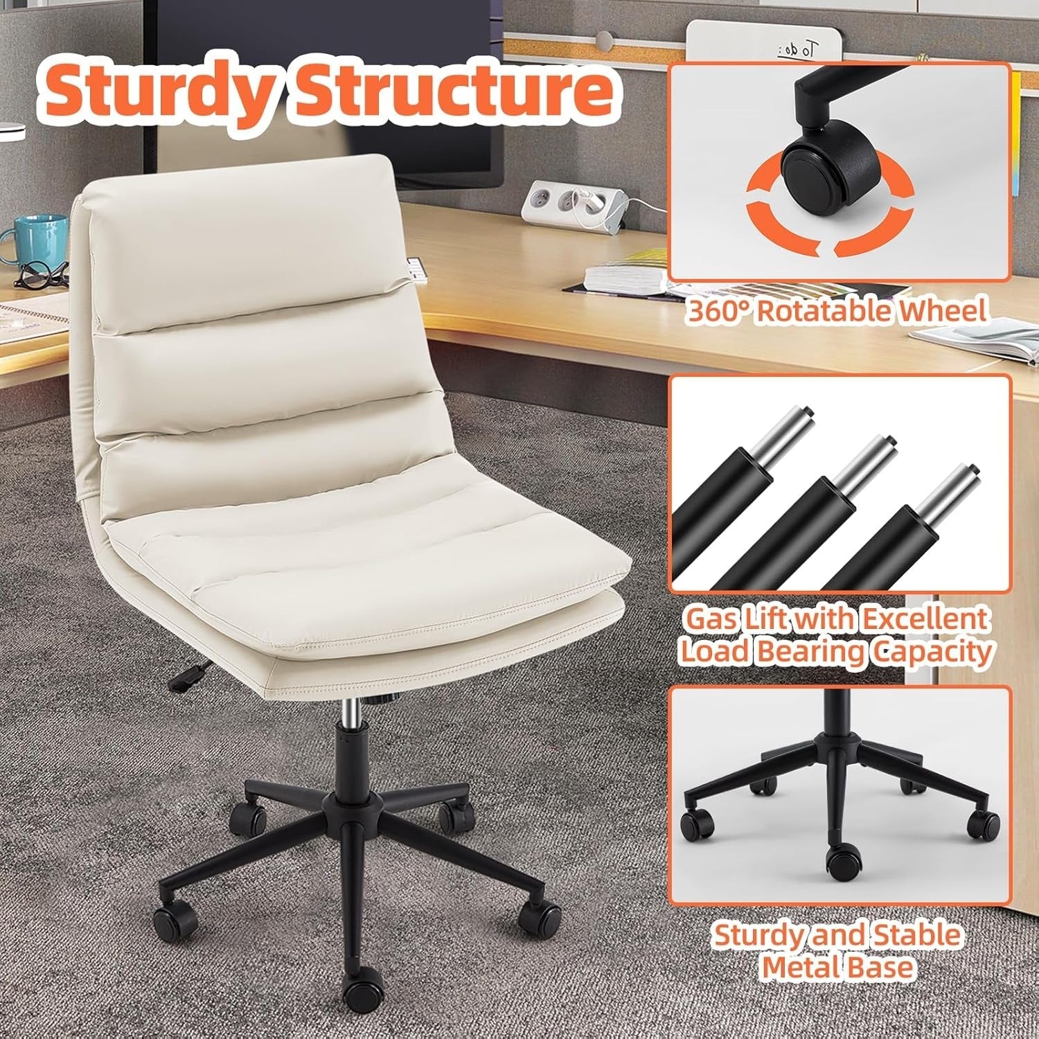 YODOLLA Office Chairs Swivel Desk Chair, PU Leather Whitebest