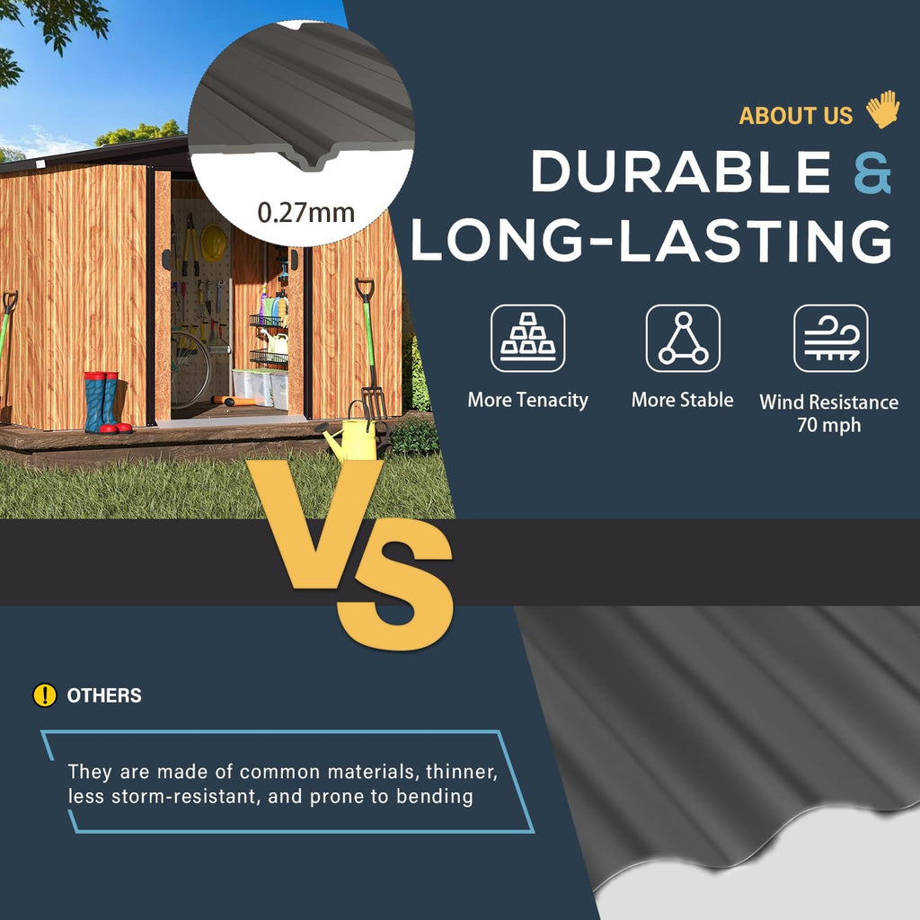 YODOLLA 8x6 Woodgrain Outdoor Storage Shed