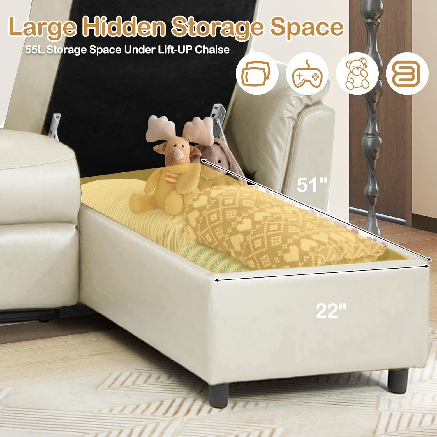 YODOLLA PU Leather Power Reclining Sectional Sofabest