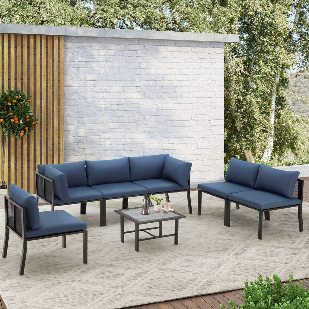 YODOLLA 7 Pieces Patio Furniture Set, Blue